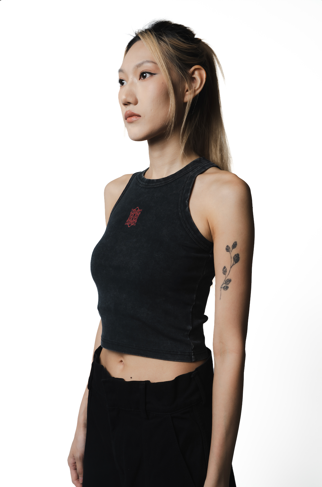STANZA I LINE II - OUR SOUL BODY CON EMBLEM VEST (FADED BLACK)