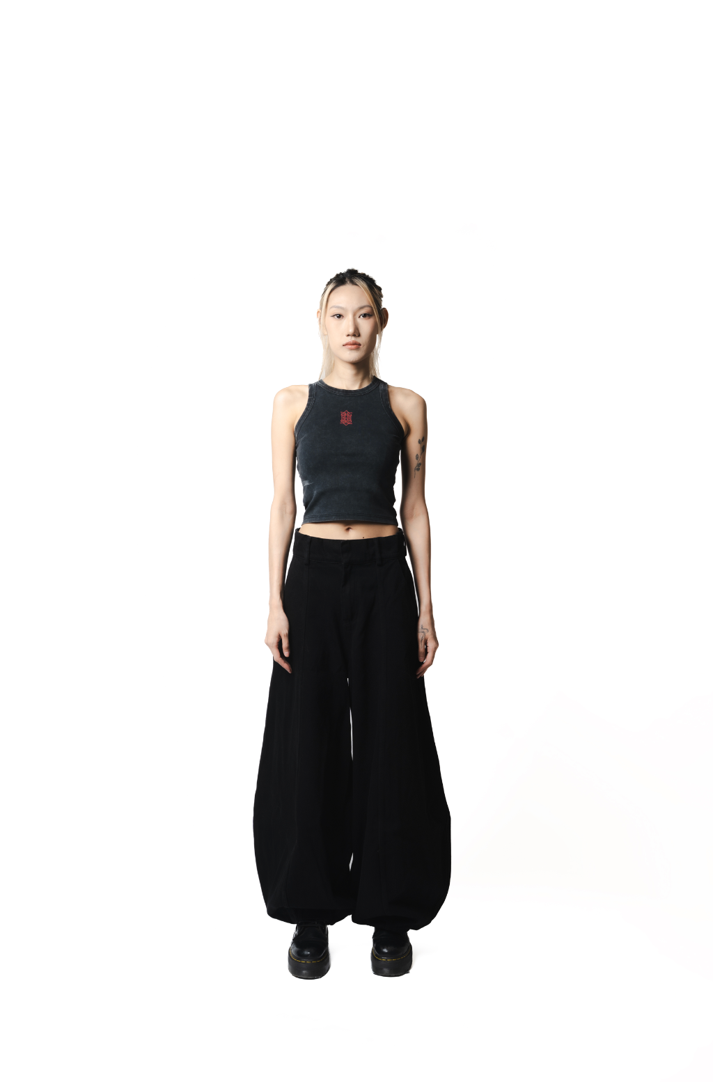 STANZA I LINE II - OUR SOUL BODY CON EMBLEM VEST (FADED BLACK)