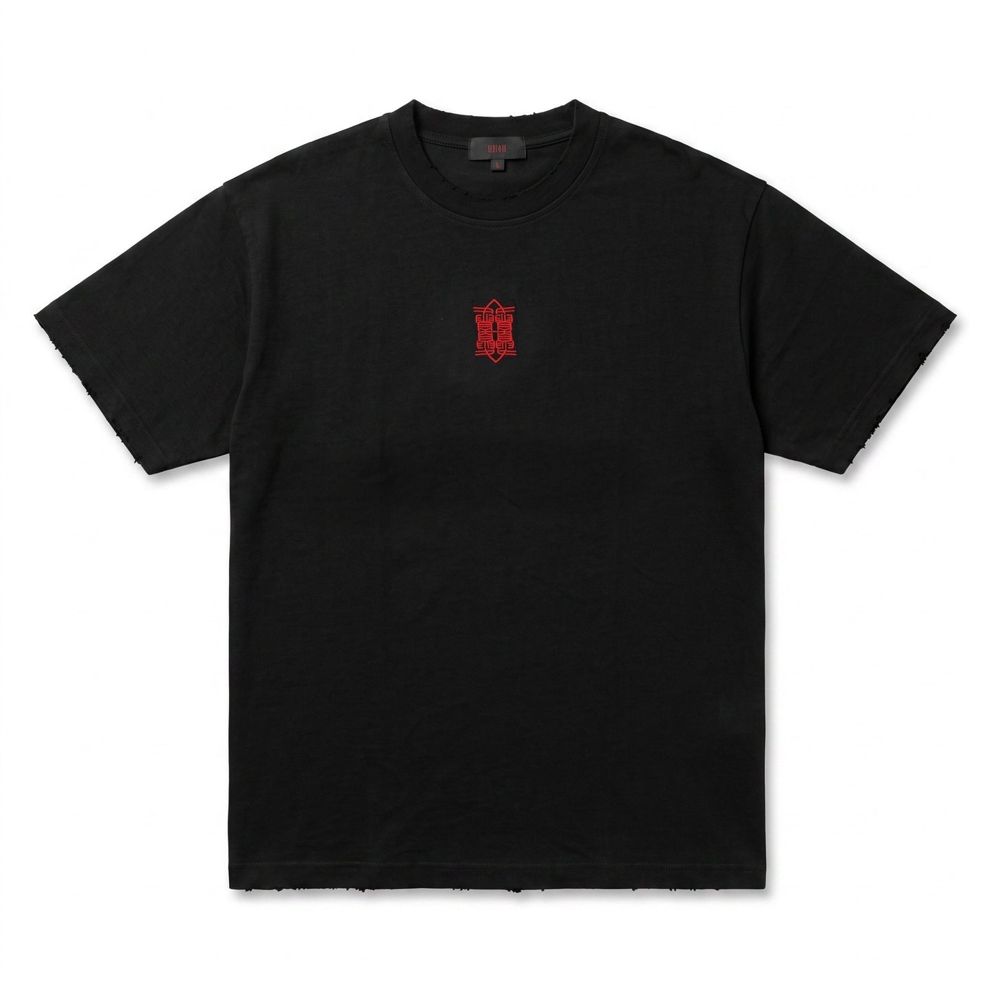 STANZA I LINE I - THE CYNIC EMBROIDERED EMBLEM TOP (BLACK)